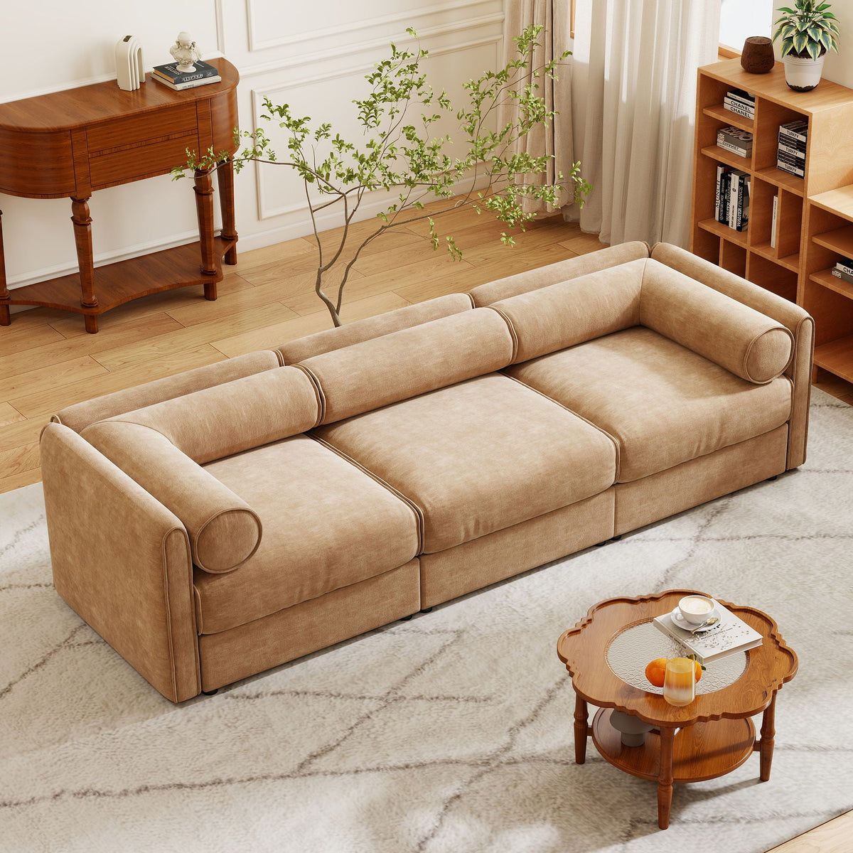 Stylish Sofa With Storage Seat And Cylindrical Backrest by Unique Piece Furniture