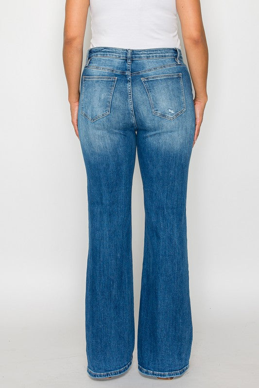 bytos Full Size Distressed High Rise Jeans with Pockets by Wild and Free Boutique