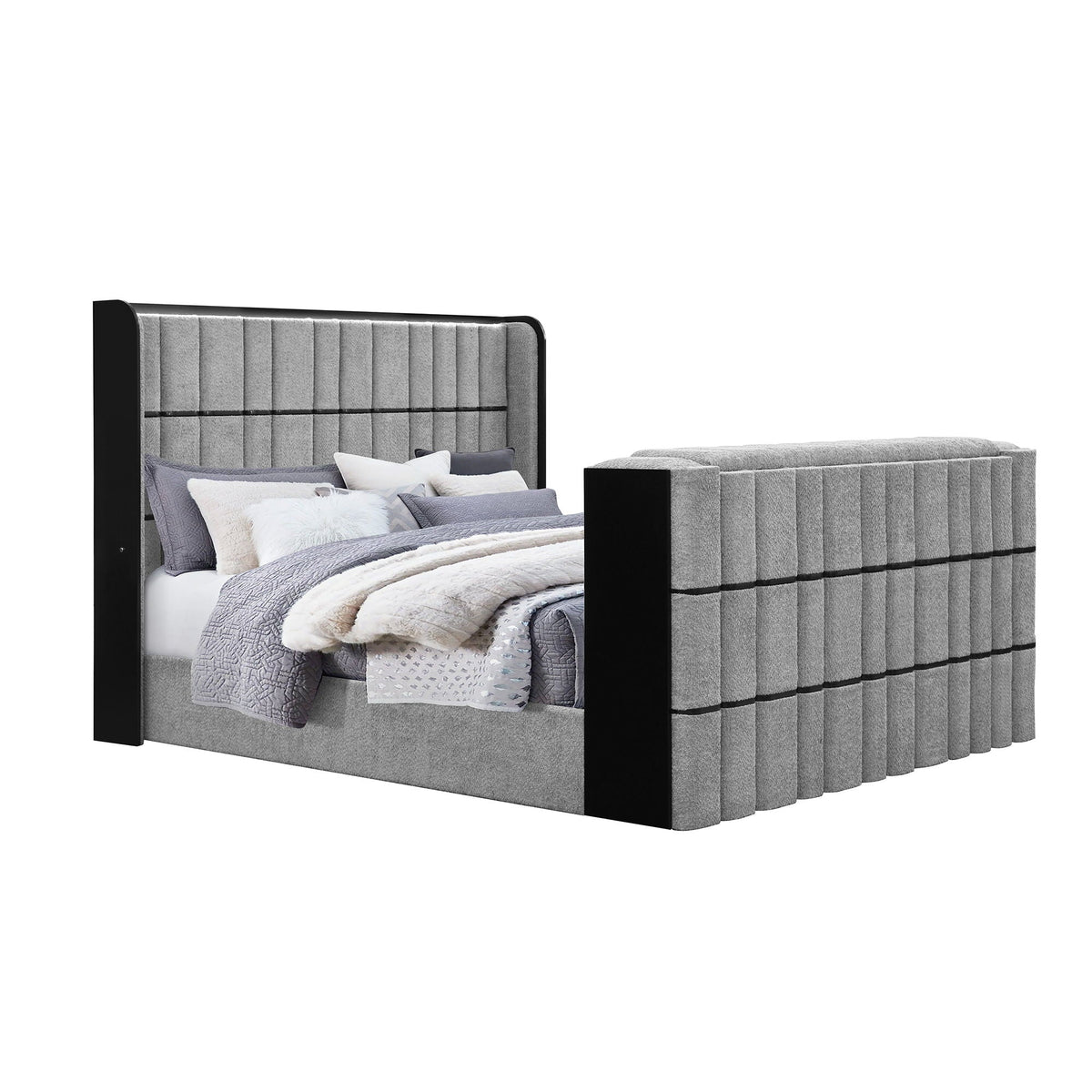 Isaiah - Bed With TV Lift-LED Speakers And Fireplace by Unique Piece Furniture