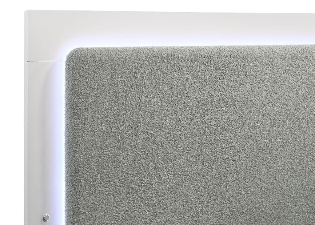 Caraway Wood Queen LED Panel Bed White by Unique Piece Furniture