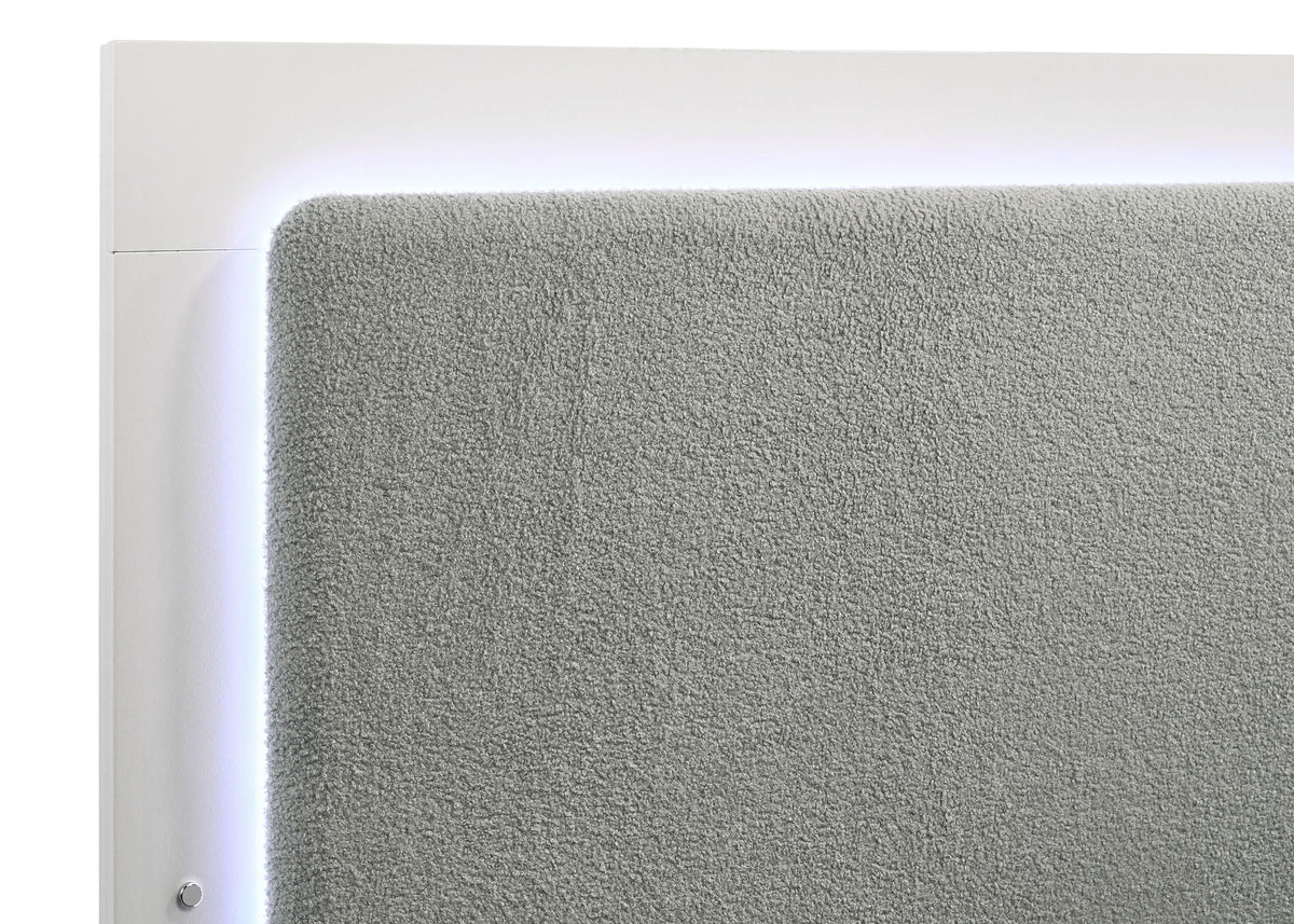 Caraway Wood Queen LED Panel Bed White by Unique Piece Furniture
