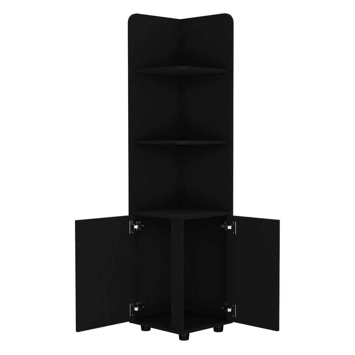 Corner Cabinet Tall With 3 Tier Shelf And 2 Door - Black by Unique Piece Furniture
