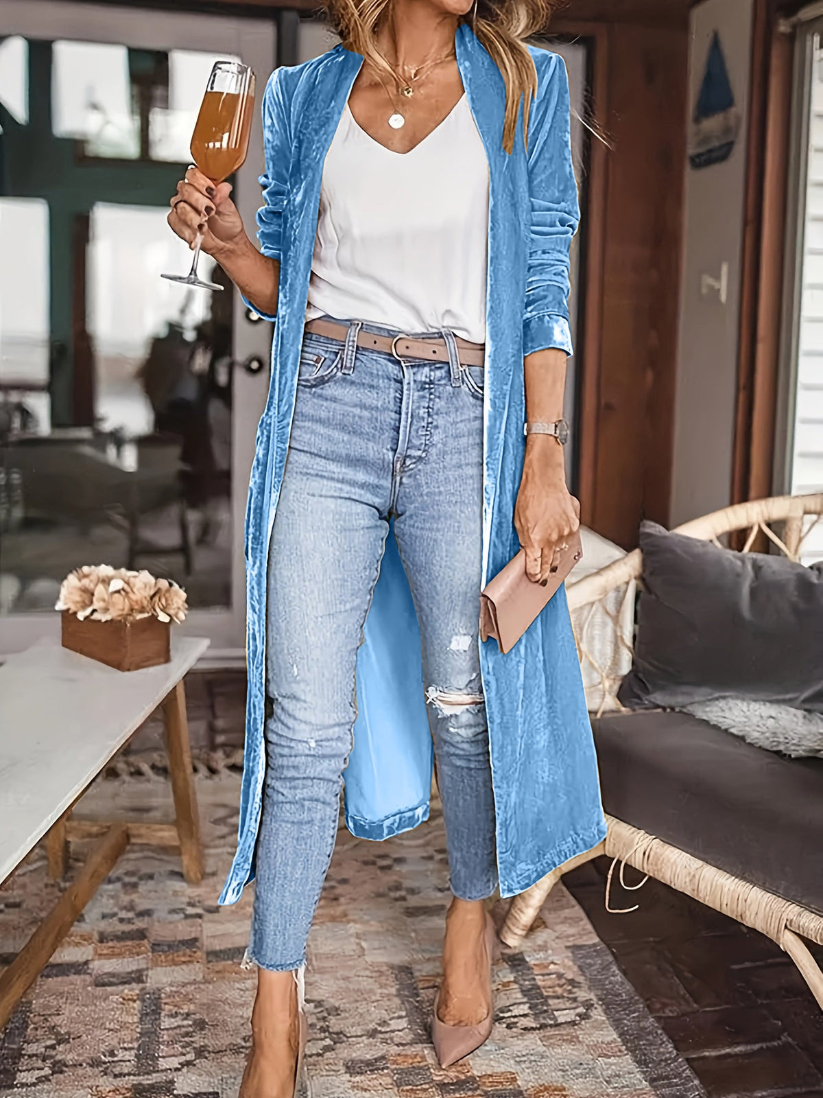 Open Front Long Sleeve Coat by Wild and Free Boutique