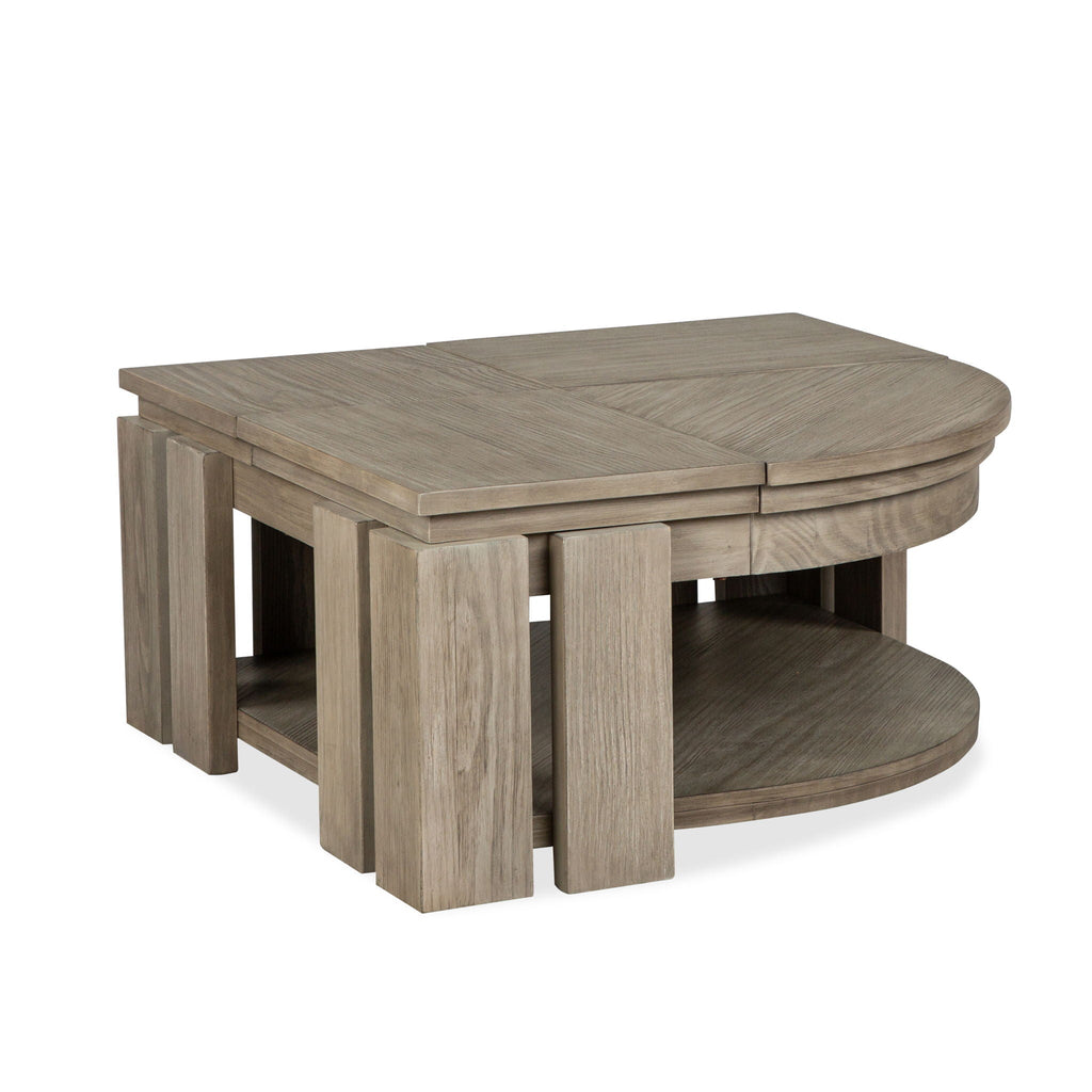 Conrad - Pie Shaped Lift Top Cocktail Table With Casters - Stone Harbor Gray by Unique Piece Furniture