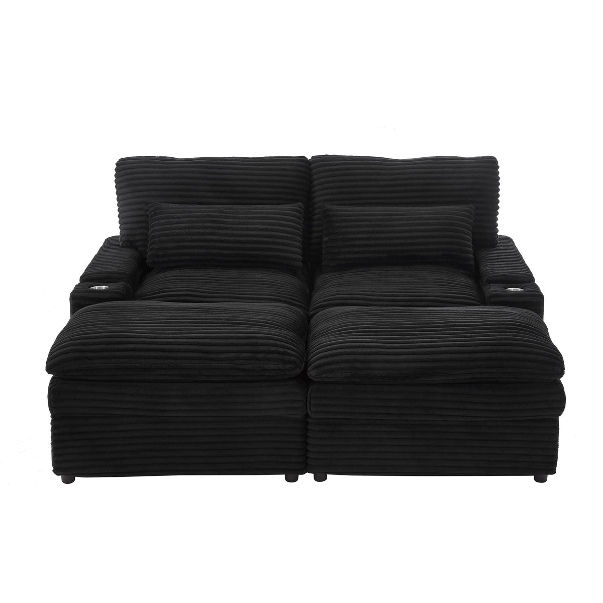 Convertible Loveseat Sofa With Storage, USB Ports, Cup Holders by Unique Piece Furniture