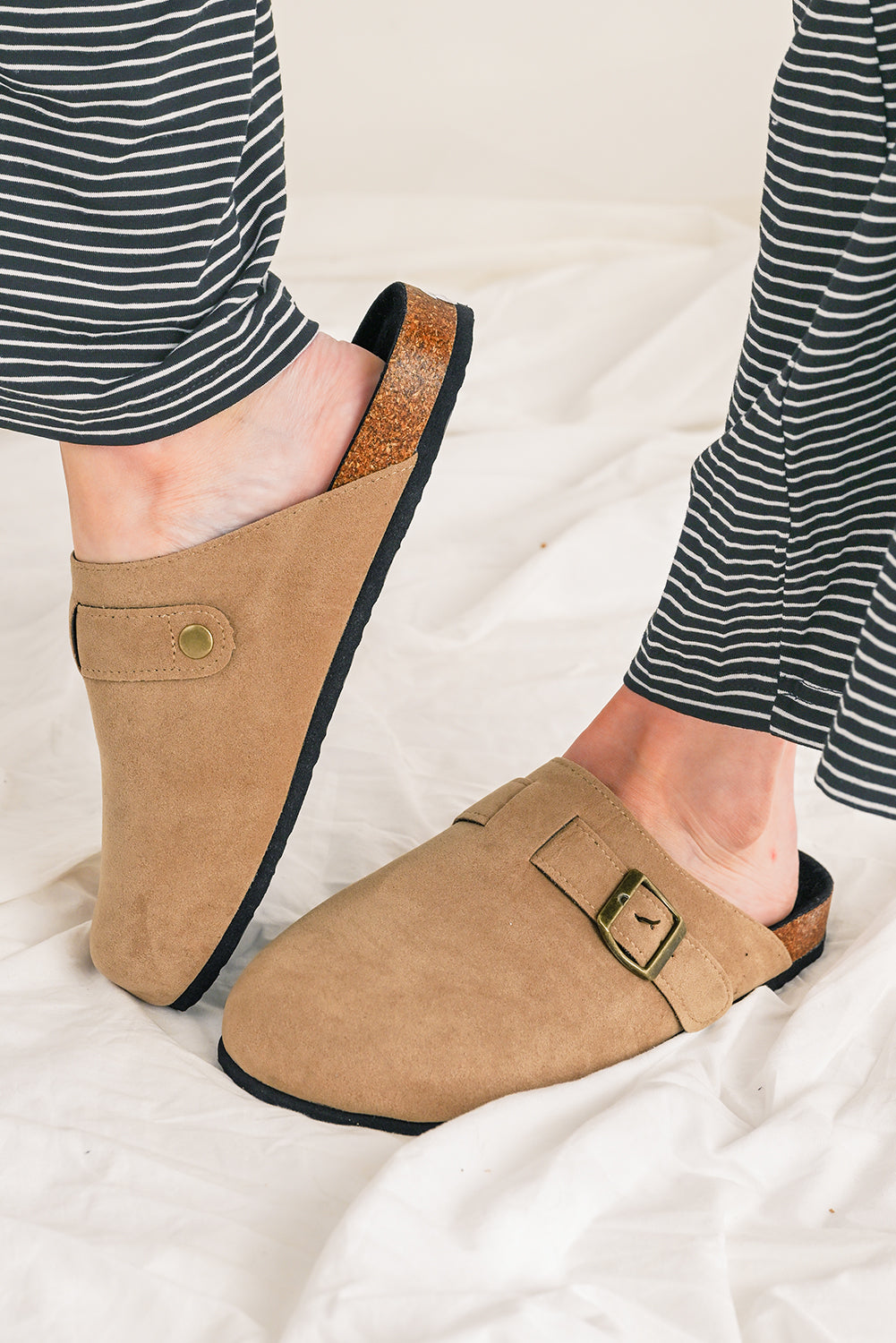 Light French Beige Slip On Corky Platform Shoes by Wild and Free Boutique