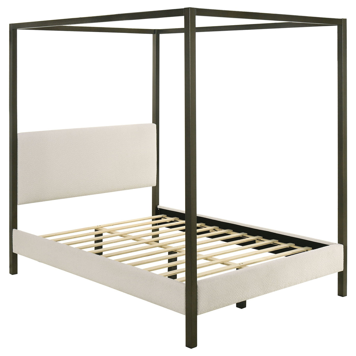 Monroe Upholstered Queen Canopy Bed Vanilla by Unique Piece Furniture
