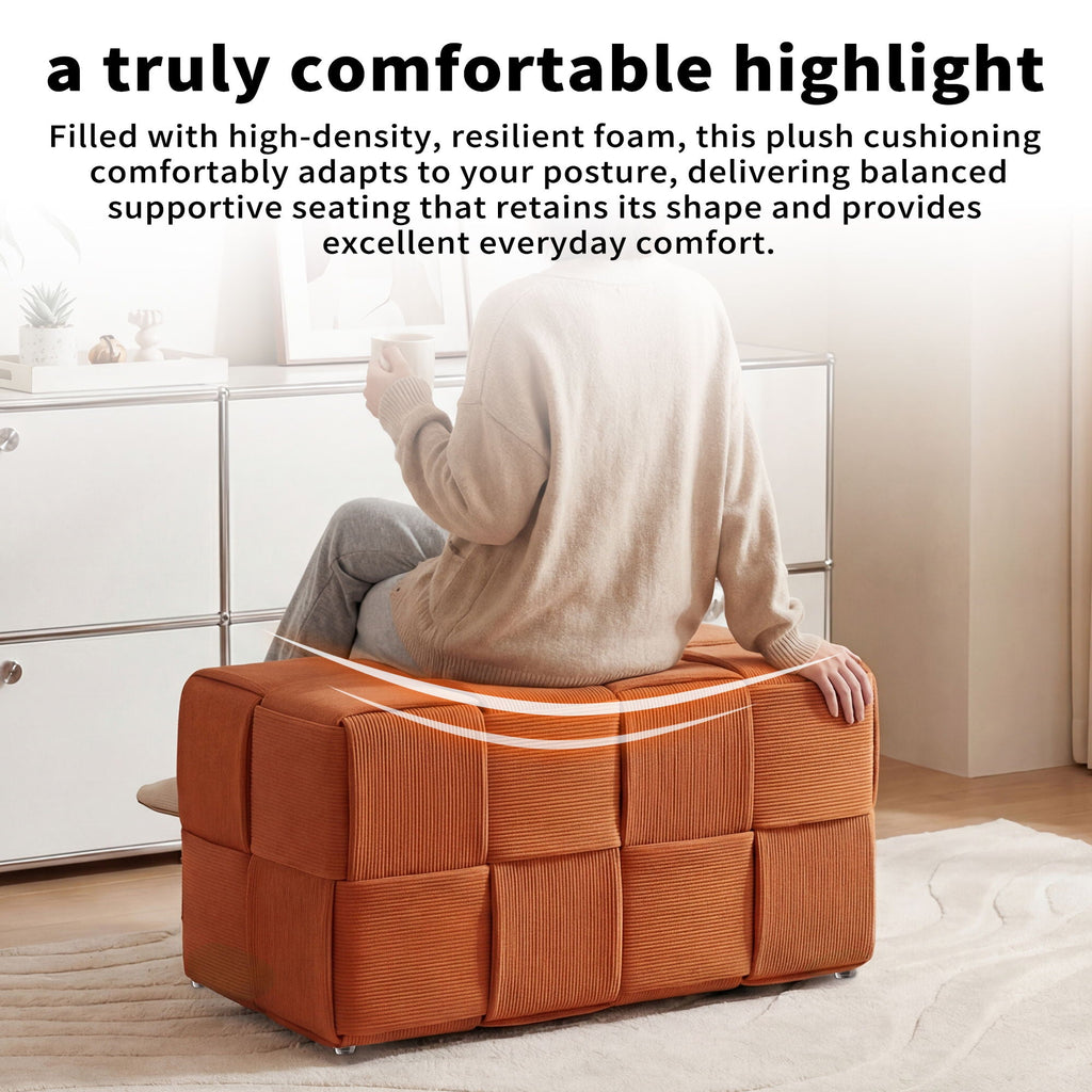 Modern Ottoman Foot Rest With Woven Design by Unique Piece Furniture