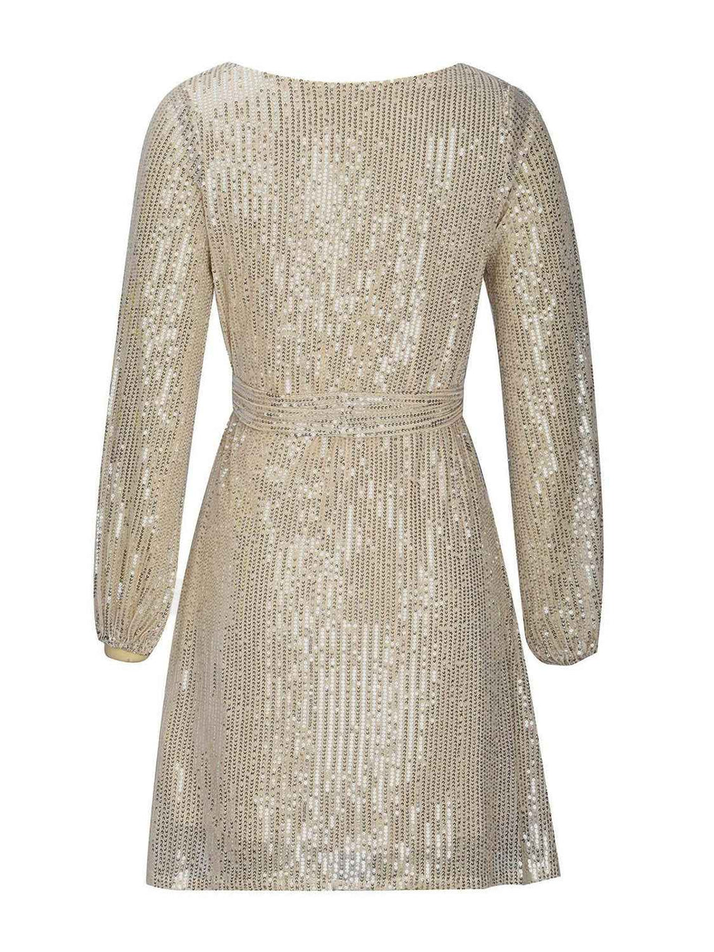Sequin Tie Waist Long Sleeve Mini Dress by Wild and Free Boutique