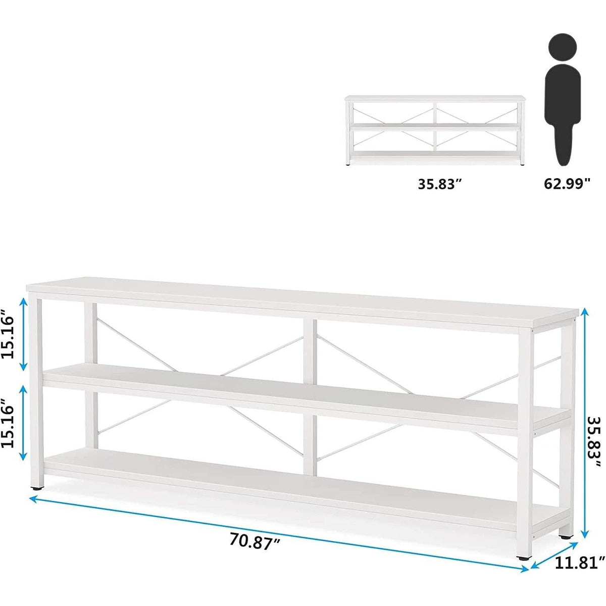 70.8 Inch Long Industrial TV Console With 3 Shelves by ShipItFurniture