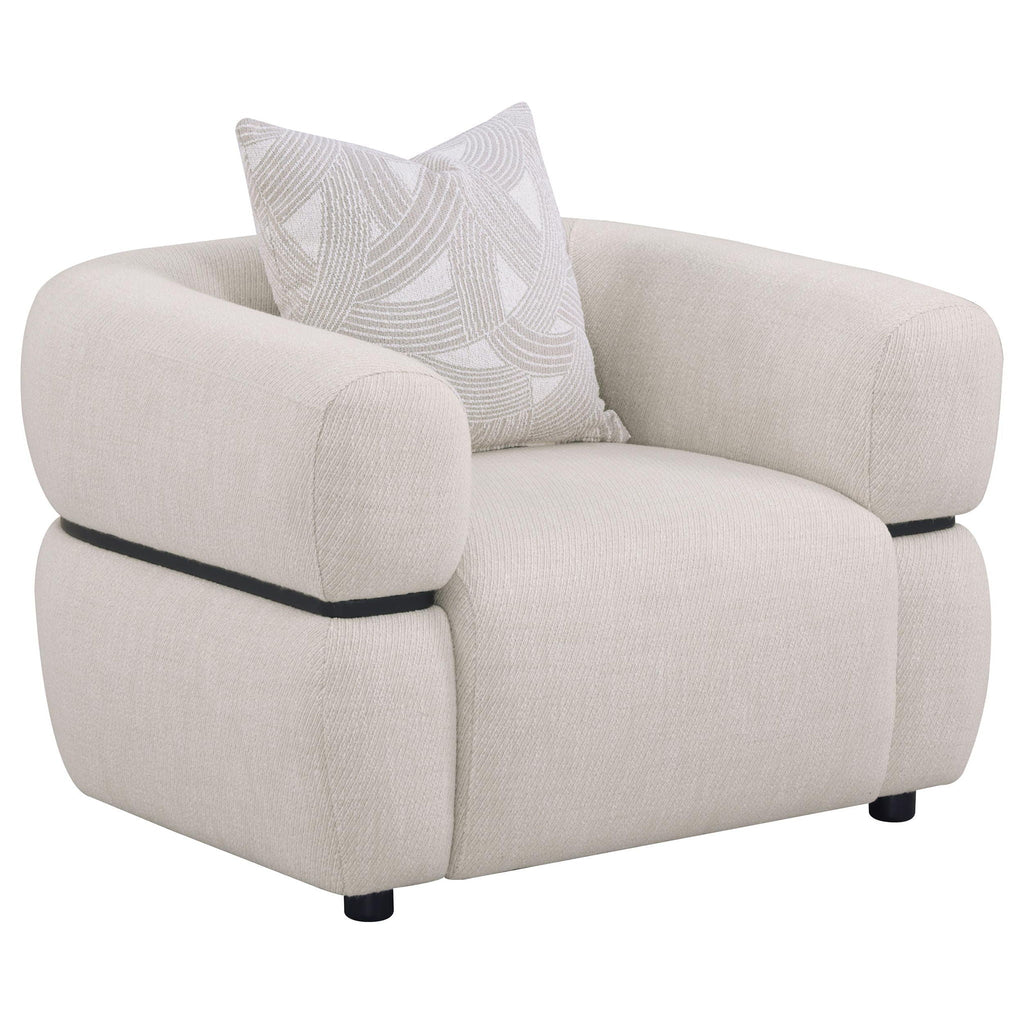 Jeanette 3-piece Fabric Upholstered Round Arm Sofa Set Beige by Unique Piece Furniture