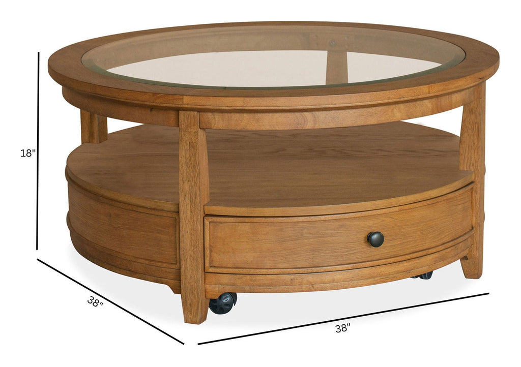 Durant - Round Cocktail Table With Casters - Honey Brown by Unique Piece Furniture