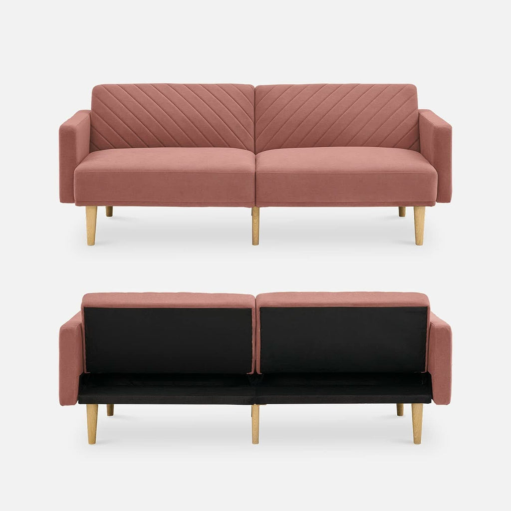 Chloe Futon Sofa Bed With Adjustable Back And Tapered Legs by ShipItFurniture