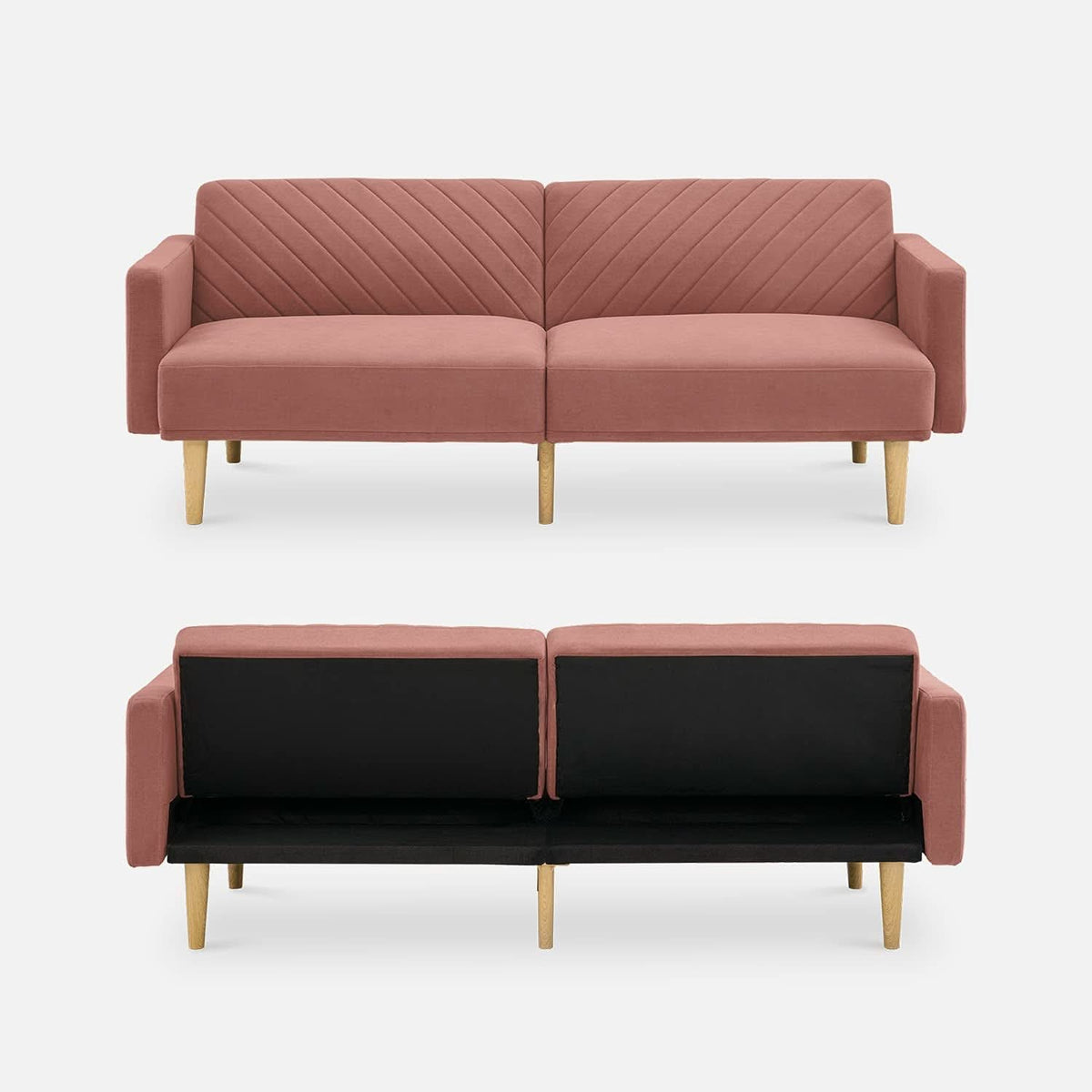 Chloe Futon Sofa Bed With Adjustable Back And Tapered Legs by ShipItFurniture