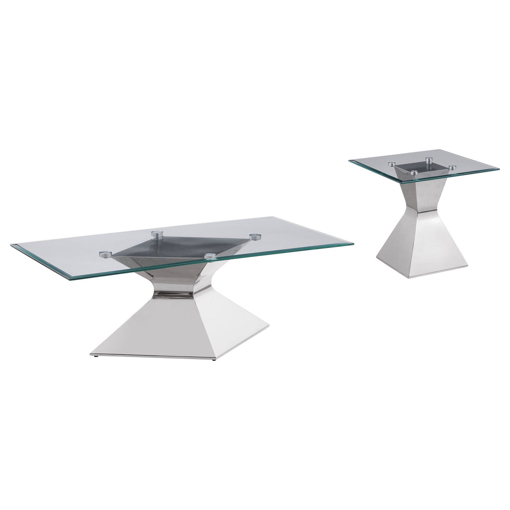 Jenny 2-piece Rectangular Coffee and End Table Set Chrome by Unique Piece Furniture