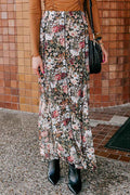 Brown Floral Print High Waist Maxi Skirt by Dear-Lover Dropshipping