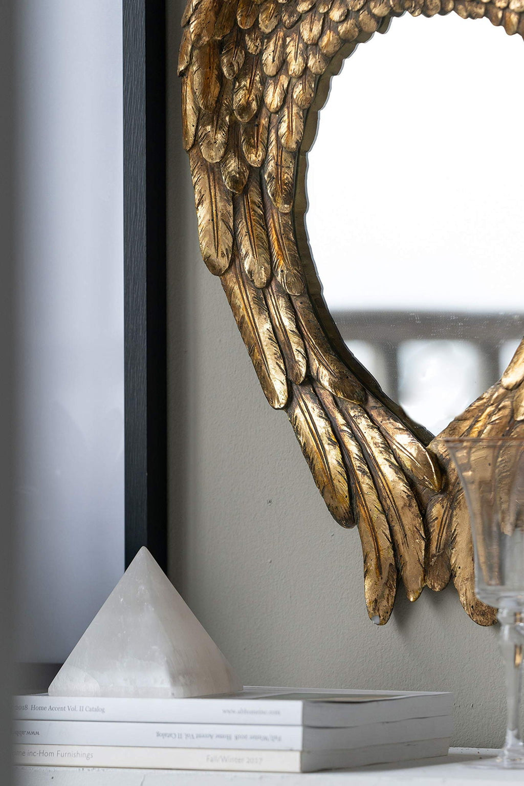 Wing Accent Mirror, Wall Mirror For Living Room - Gold by Unique Piece Furniture