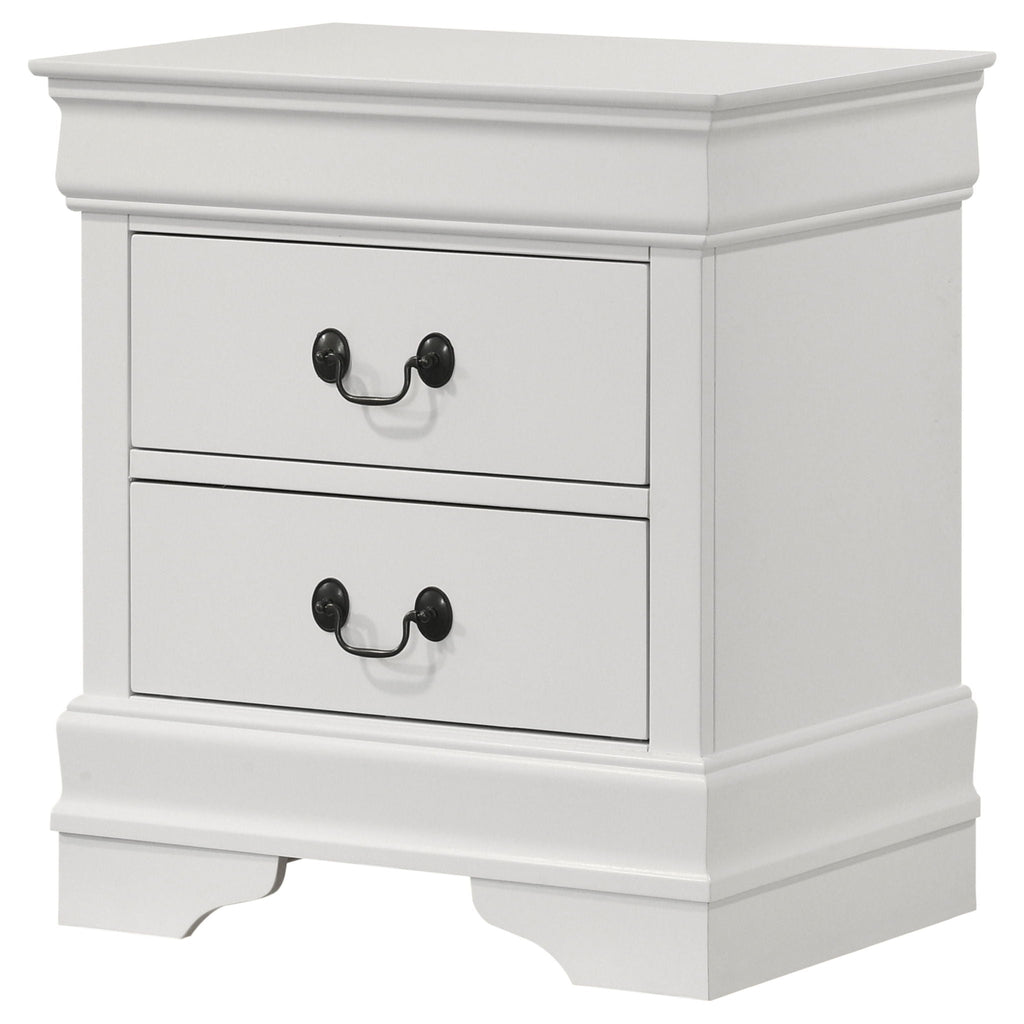 Louis Philippe 2-drawer Nightstand Bedside Table White by Unique Piece Furniture