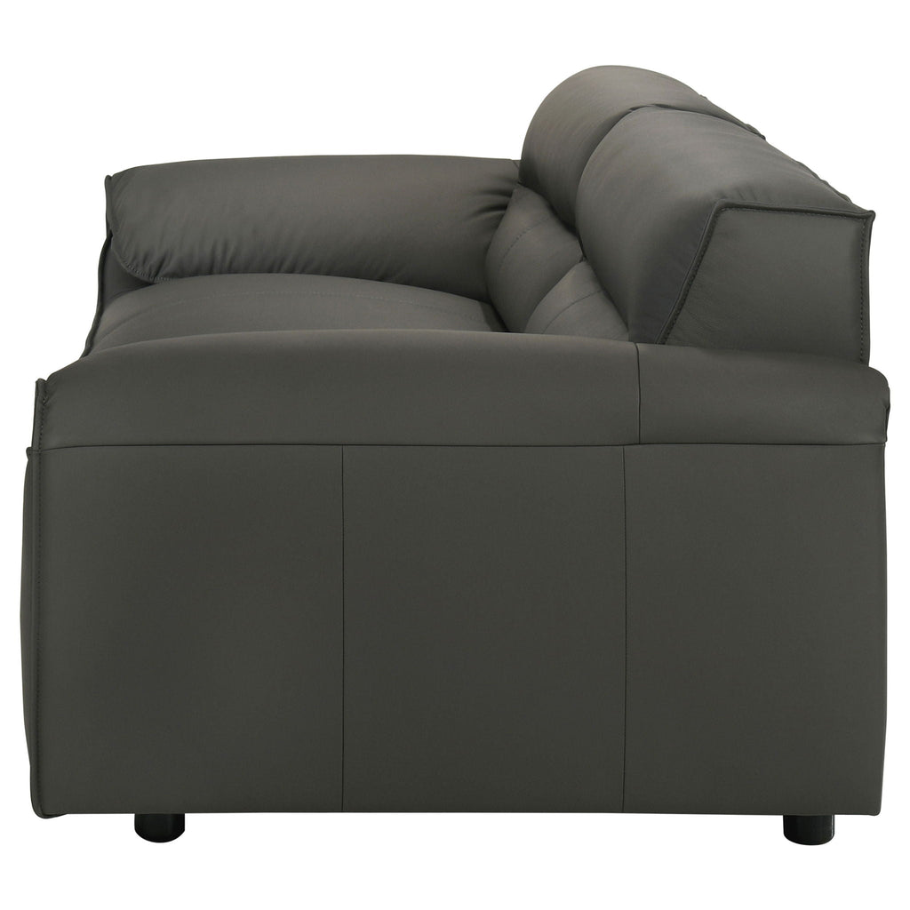 Buxton Top Grain Leather Upholstered Sofa Graphite by Unique Piece Furniture