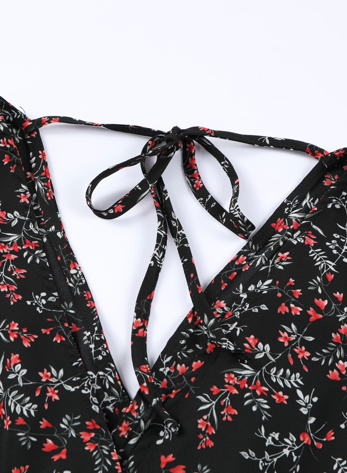 Black Multicolor Floral Ruffled Crop Top and Maxi Skirt Set by Wild and Free Boutique