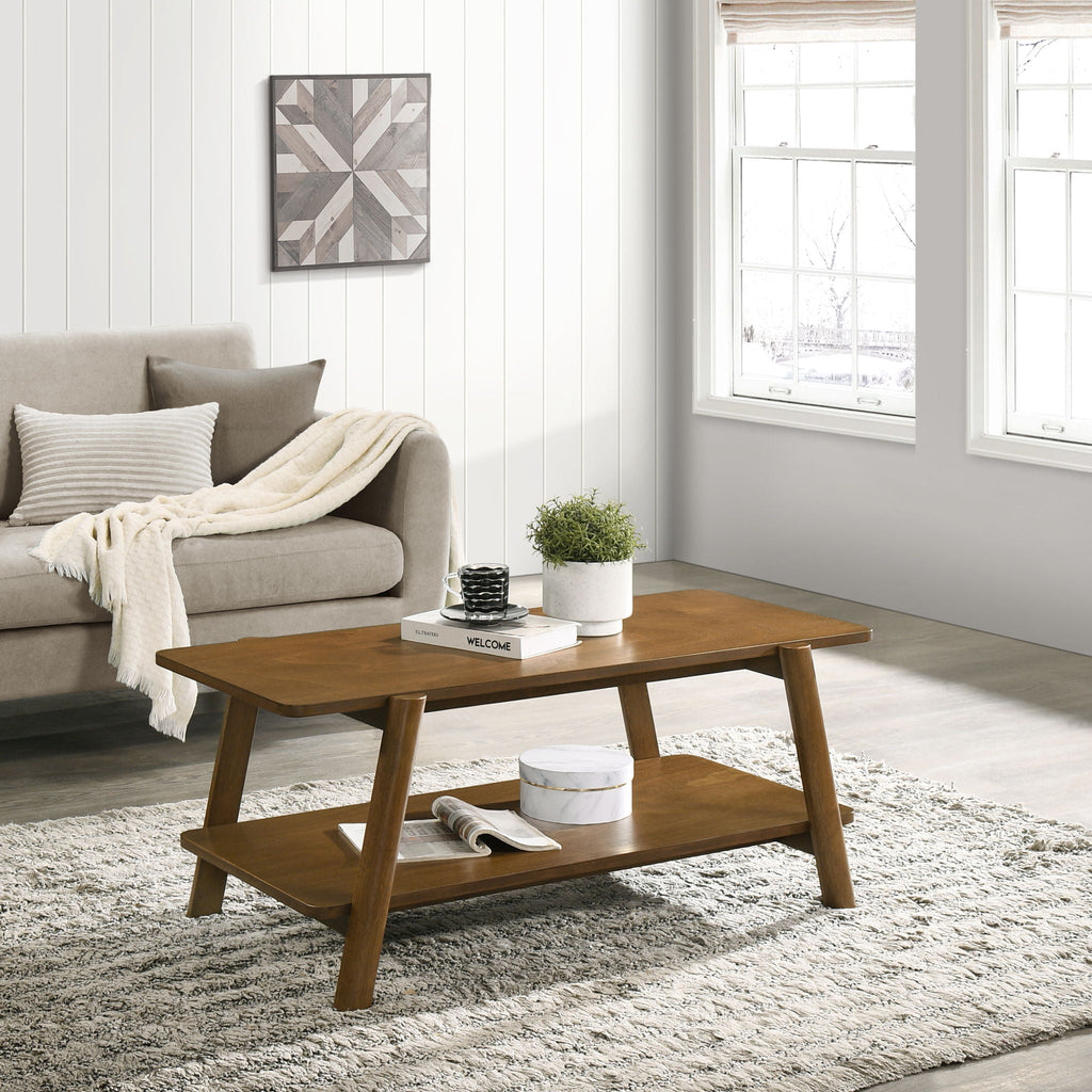 Metz - Mid-Century Modern Wood Shelf 3 Piece Coffee Table Set - Walnut by Unique Piece Furniture