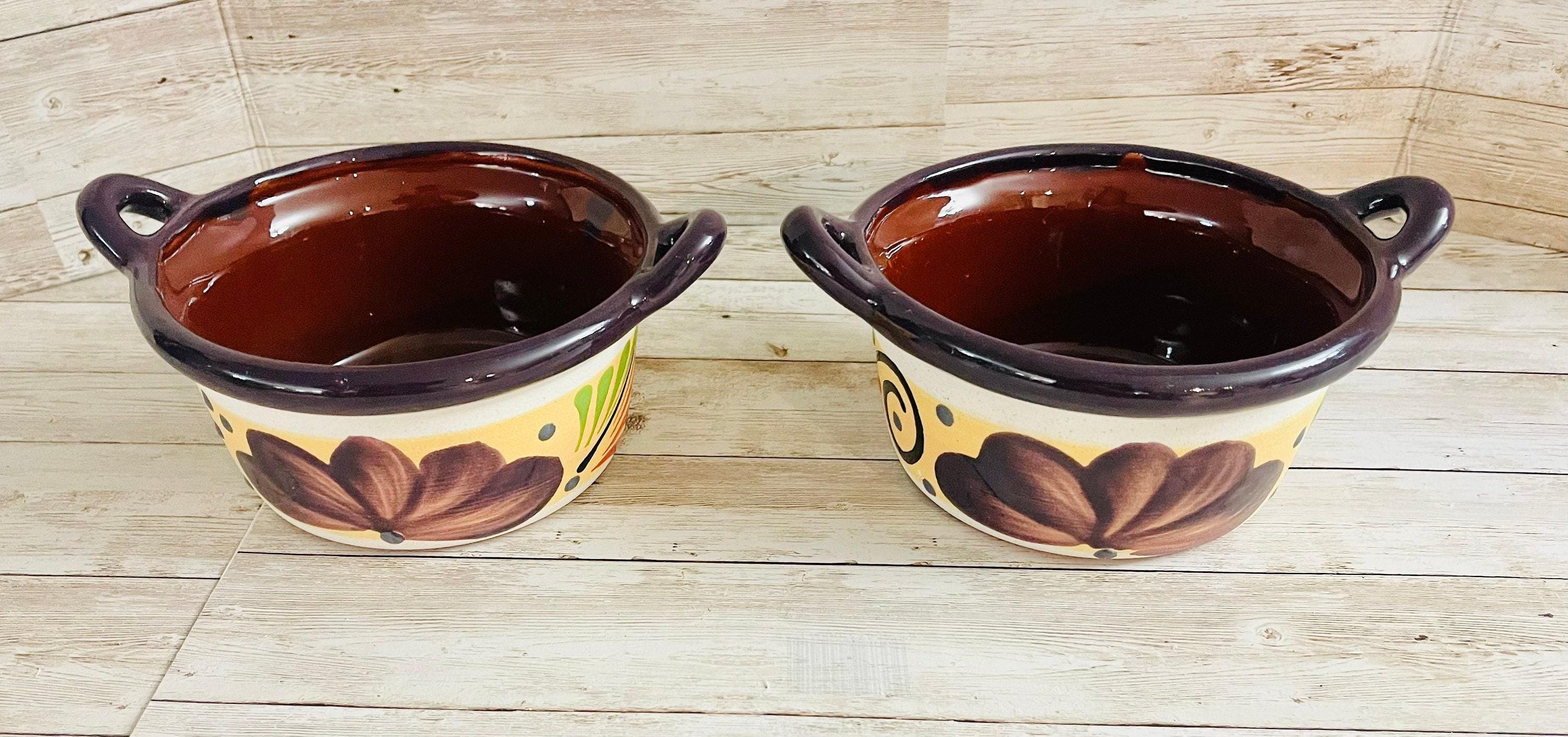2 Terra Cota Mexican Clay Bowls 2 Platos Tazones de Barro by Chica Mexico