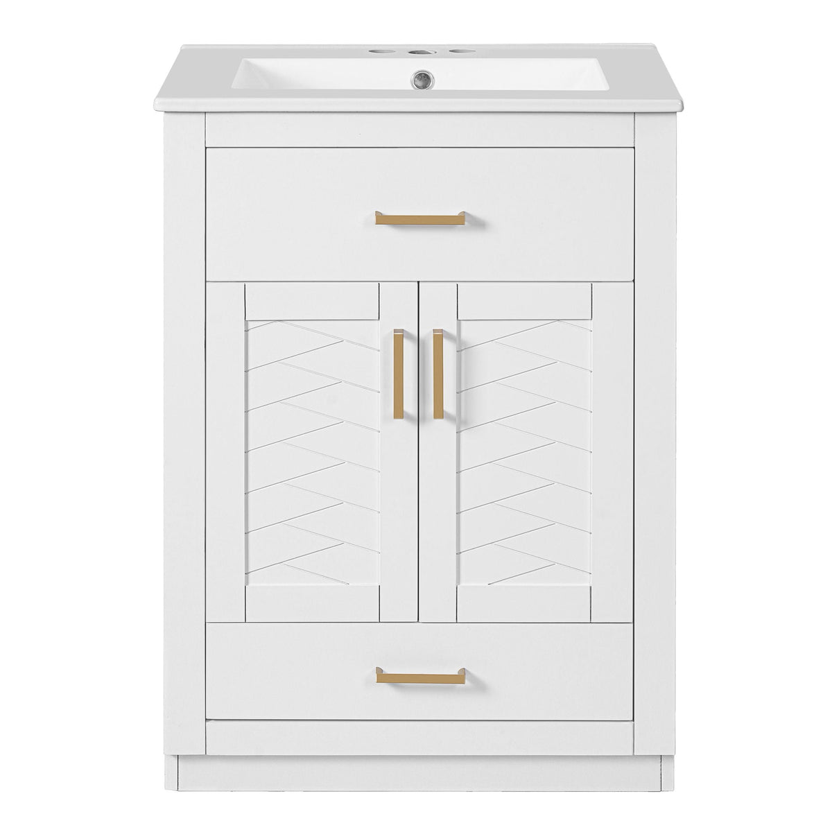 Modern Bathroom Vanity With Integrated Ceramic Sink, 2 Door Cabinet With Tip-Out Drawer by Unique Piece Furniture