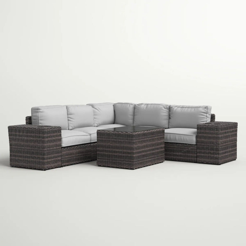 Modern Patio Rattan Sectional Set With Cushions by Unique Piece Furniture
