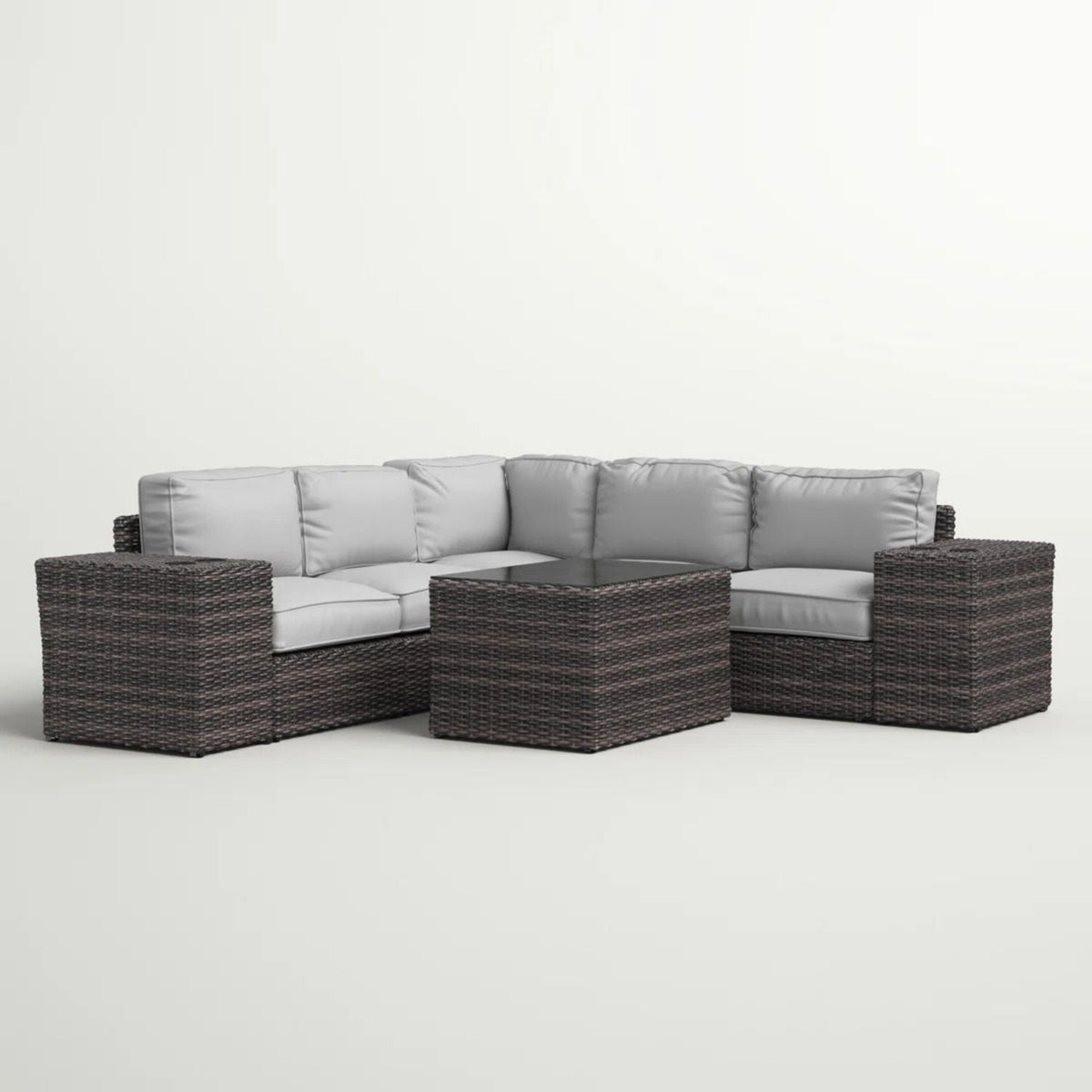 Modern Patio Rattan Sectional Set With Cushions by Unique Piece Furniture
