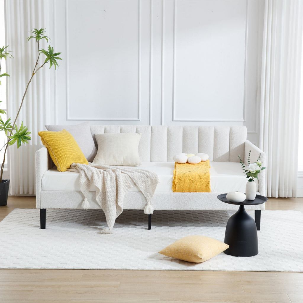 Elena - Boucle Upholstered Daybed, Ribbed Tufted Backrest by Unique Piece Furniture