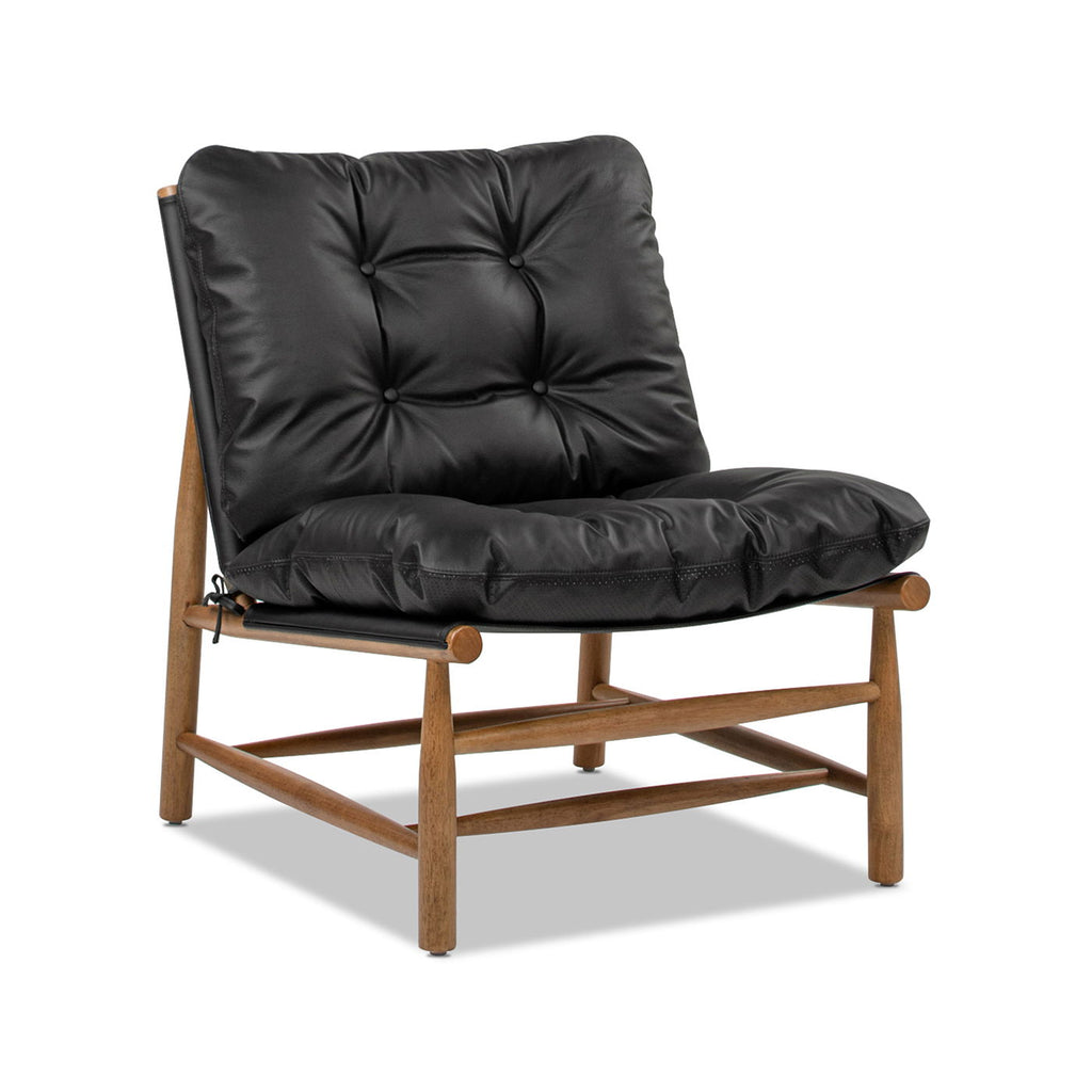 Oxford Leather Mid-Century Modern Accent Chair - Noir Black by Unique Piece Furniture