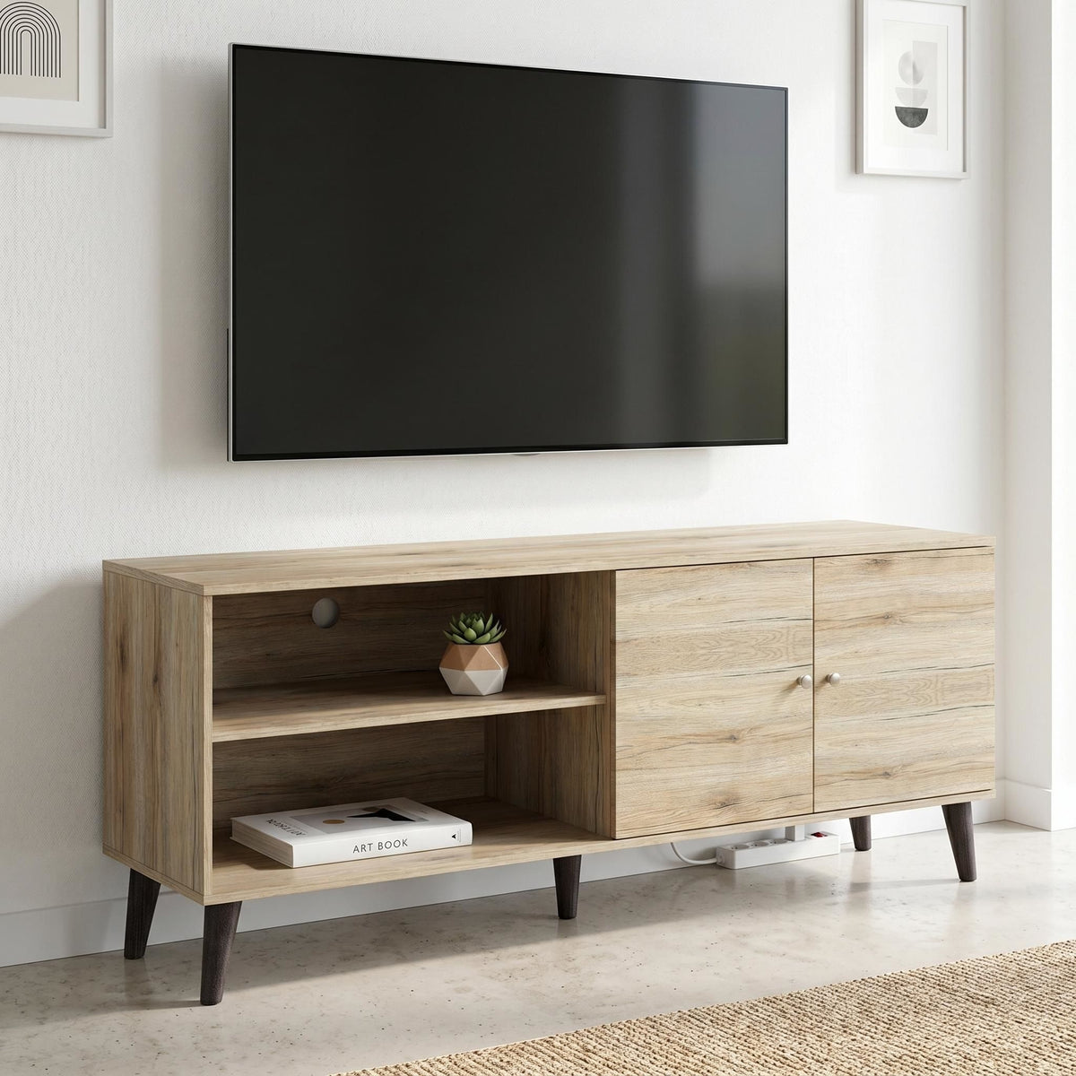 Amidon - TV Stand, With 2 Storage Shelves And 1 Cabinet by Unique Piece Furniture