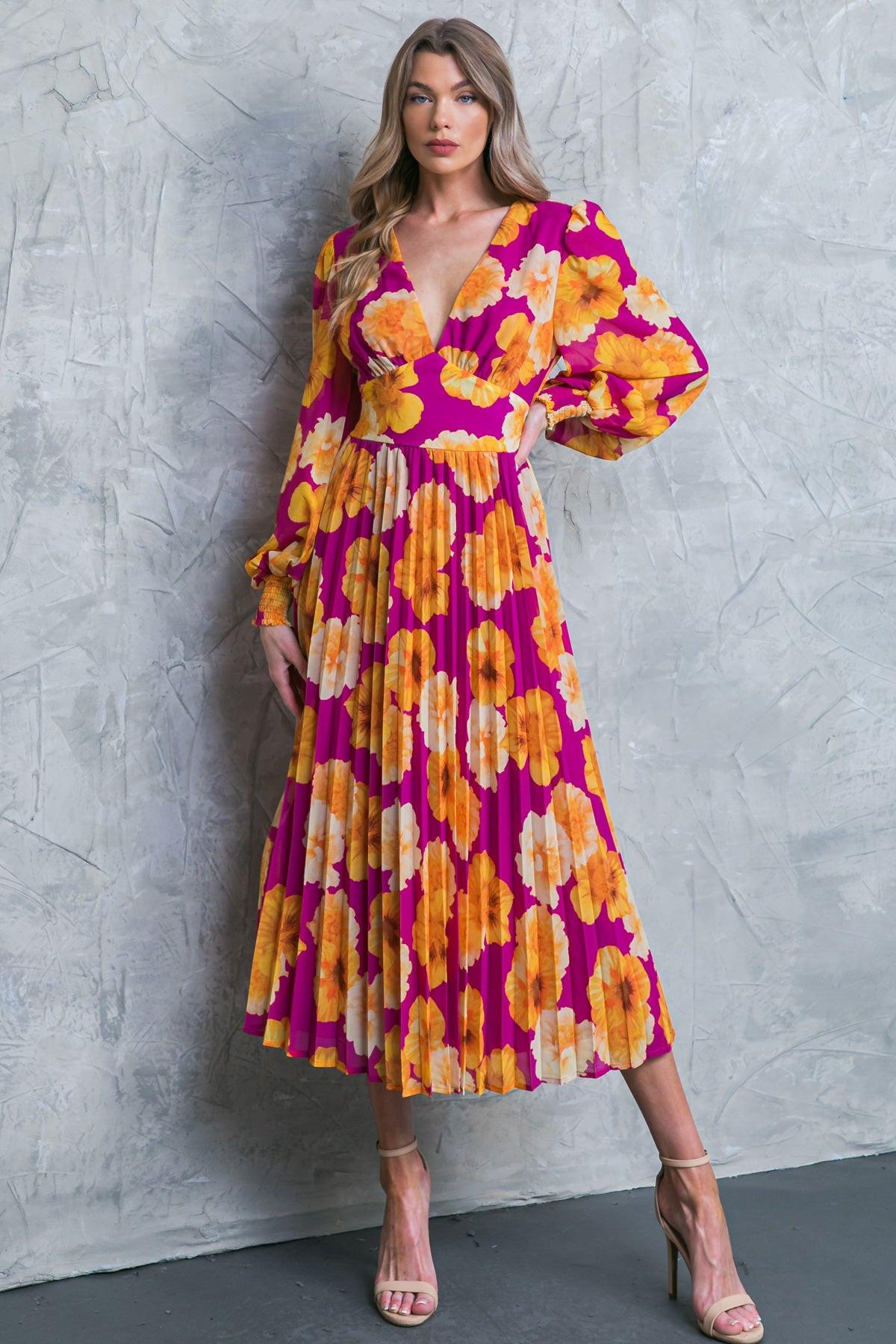 LOOK AT HER FLORAL WOVEN MIDI DRESS by Flying Tomato