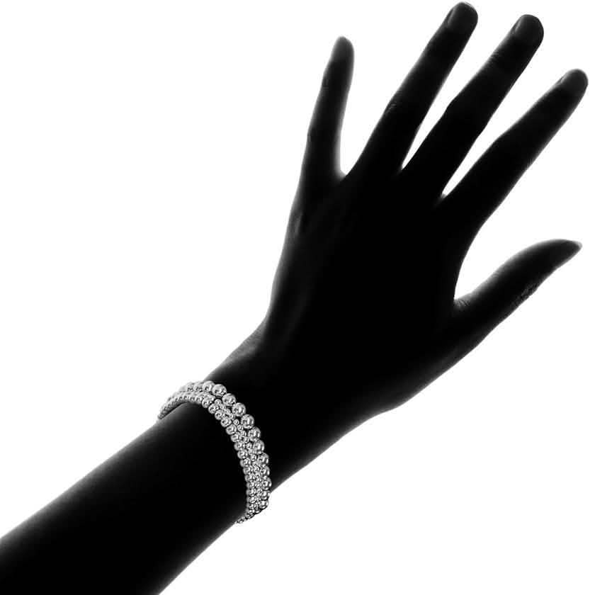 Fine Silver Multi Beaded Stretch Bracelet by DailySale
