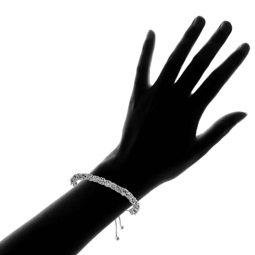 Fine Silver Plated Classic Byzantine Adjustable Bracelet By Paolo Fortelini by DailySale