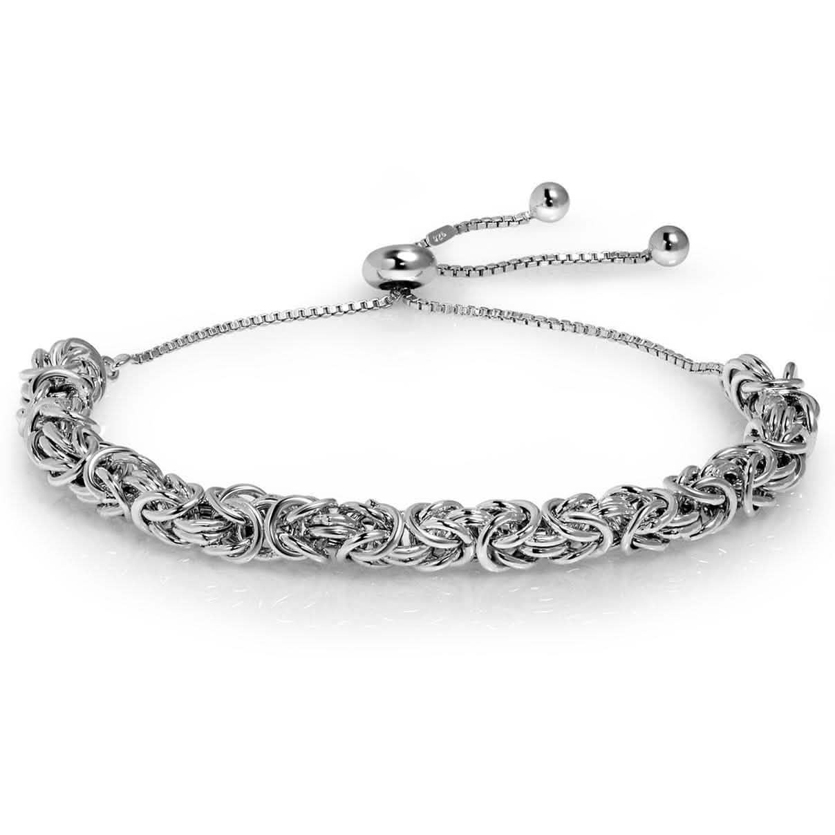 Fine Silver Plated Classic Byzantine Adjustable Bracelet By Paolo Fortelini by DailySale