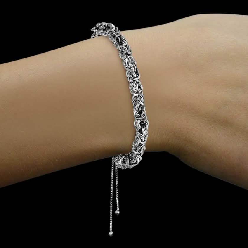 Fine Silver Plated Classic Byzantine Adjustable Bracelet By Paolo Fortelini by DailySale