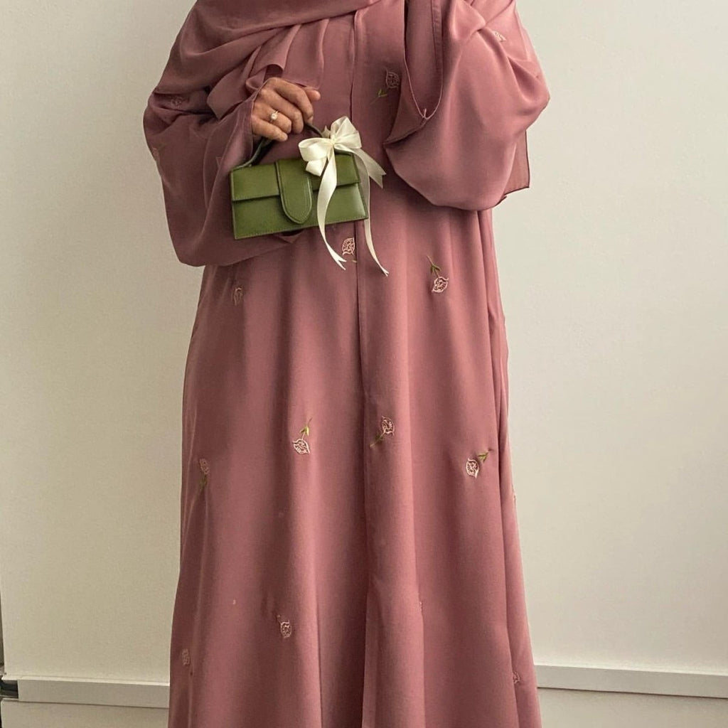 Floral Embroidered Abaya & Hijab Set(MOA248) by Mariam's Collection
