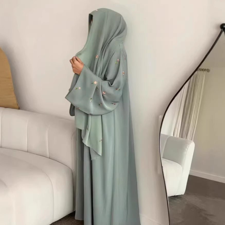 Floral Embroidered Abaya & Hijab Set(MOA248) by Mariam's Collection