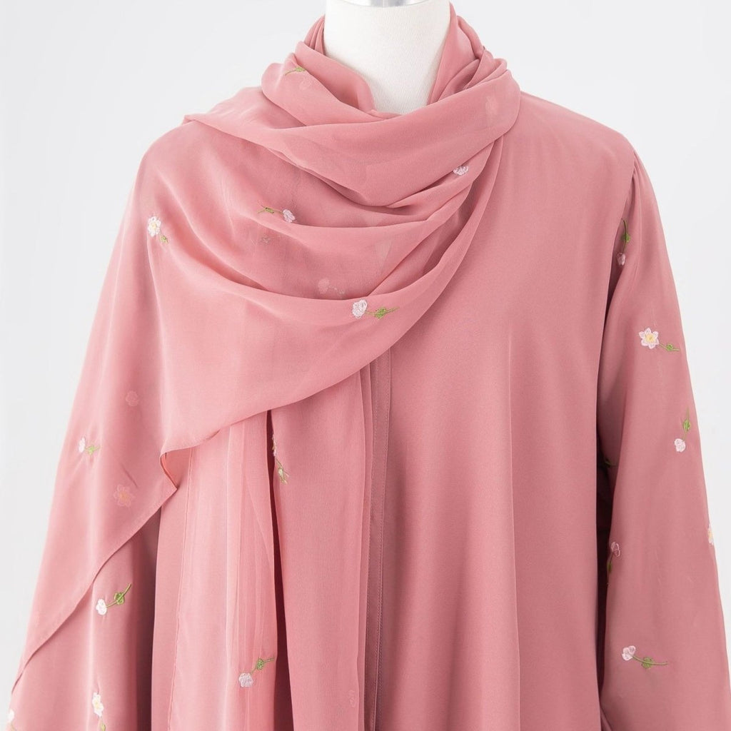 Floral Embroidered Abaya & Hijab Set(MOA248) by Mariam's Collection