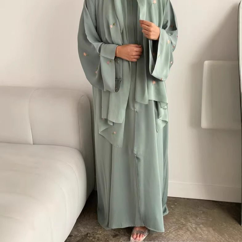 Floral Embroidered Abaya & Hijab Set(MOA248) by Mariam's Collection