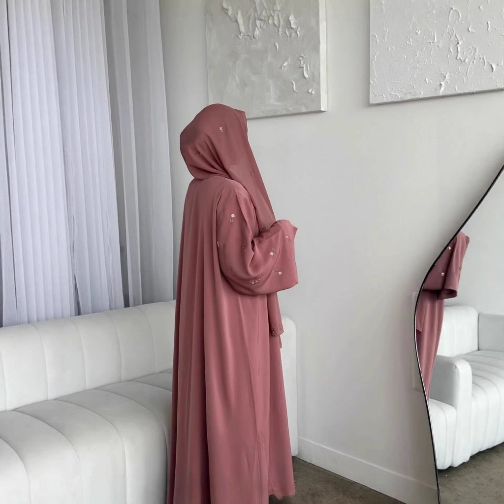 Floral Embroidered Abaya & Hijab Set(MOA248) by Mariam's Collection