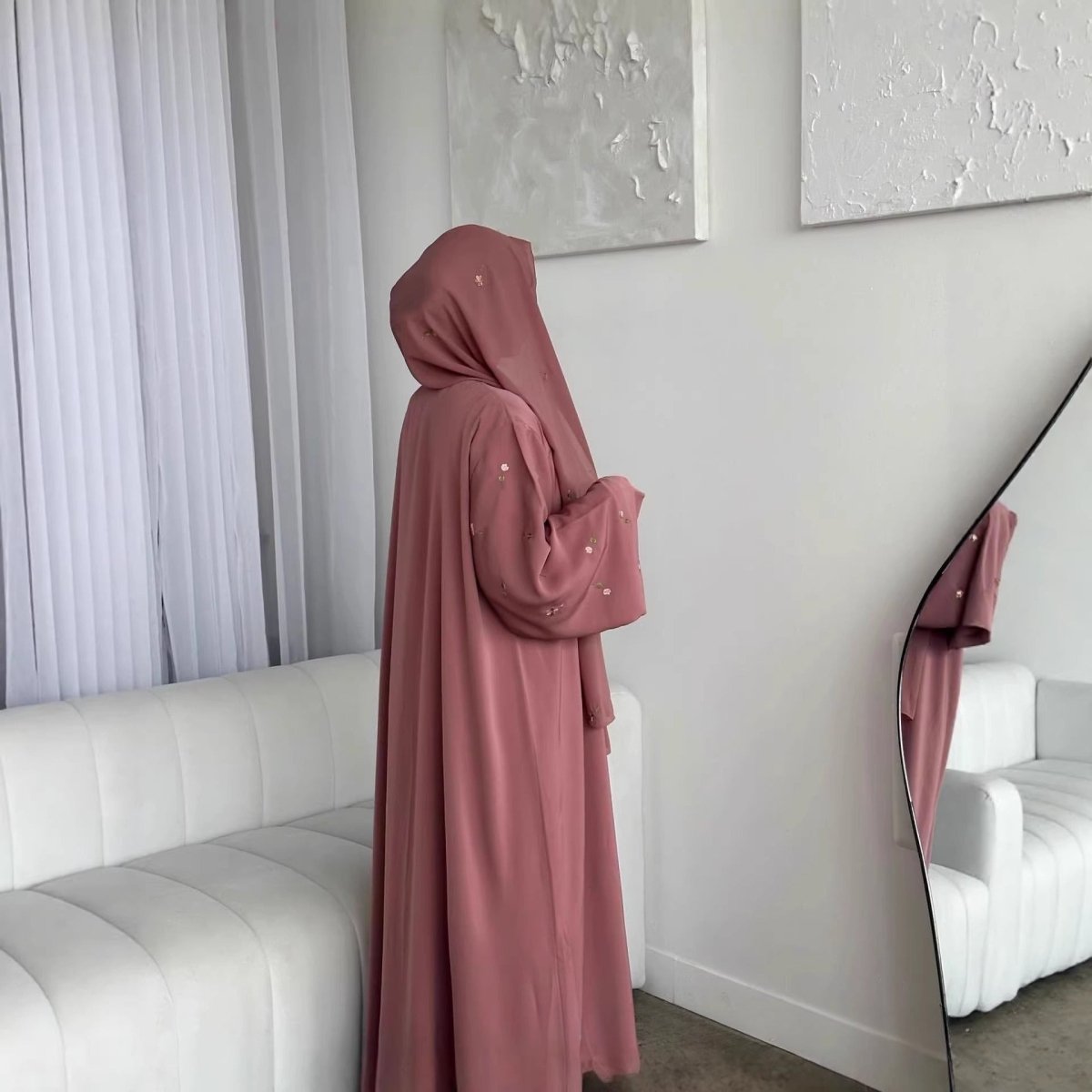 Floral Embroidered Abaya & Hijab Set(MOA248) by Mariam's Collection