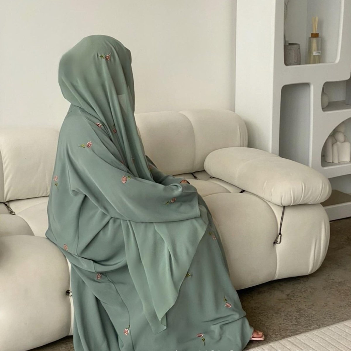 Floral Embroidered Abaya & Hijab Set(MOA248) by Mariam's Collection