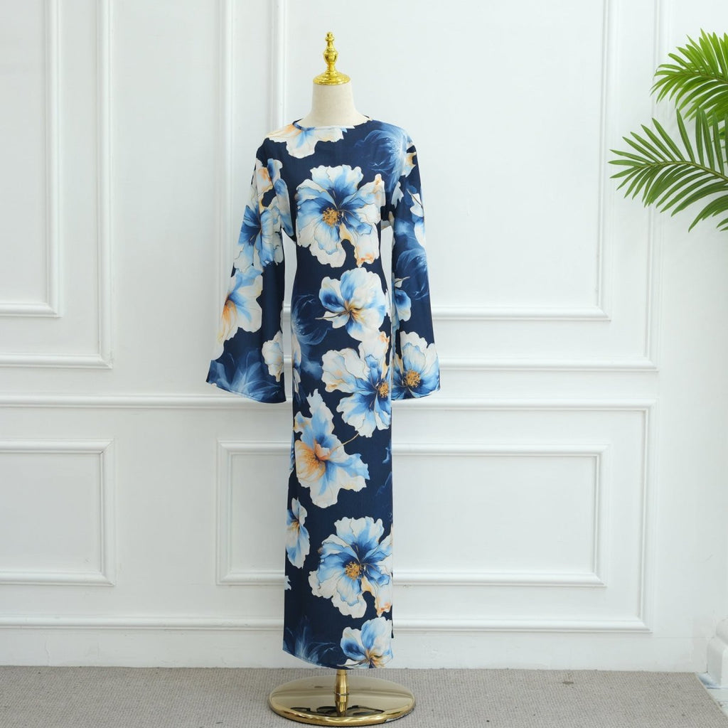 Floral Print Abaya with Bell Sleeves(MA332) by Mariam's Collection