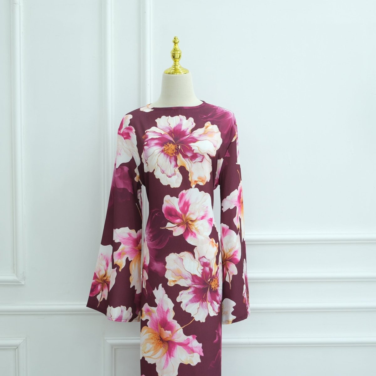 Floral Print Abaya with Bell Sleeves(MA332) by Mariam's Collection