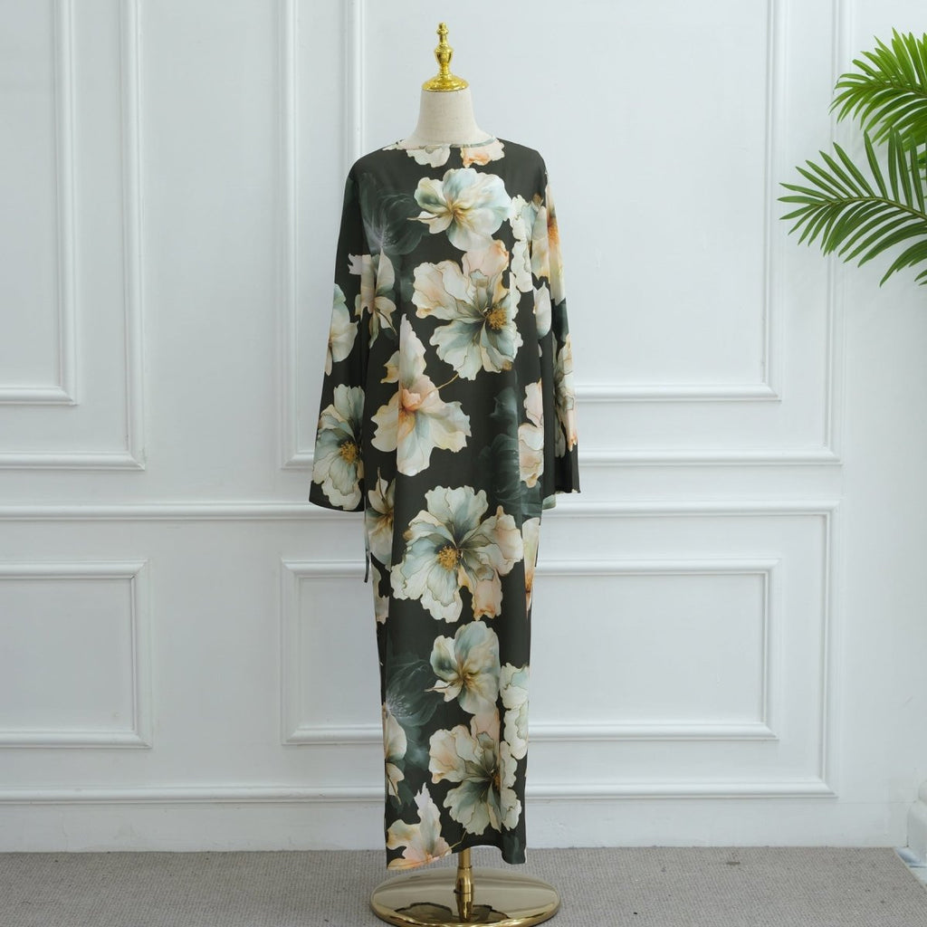 Floral Print Abaya with Bell Sleeves(MA332) by Mariam's Collection