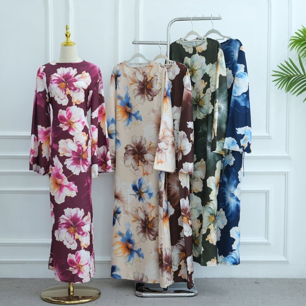 Floral Print Abaya with Bell Sleeves(MA332) by Mariam's Collection