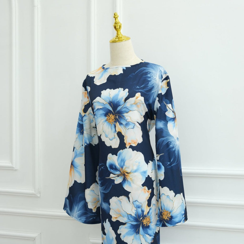 Floral Print Abaya with Bell Sleeves(MA332) by Mariam's Collection