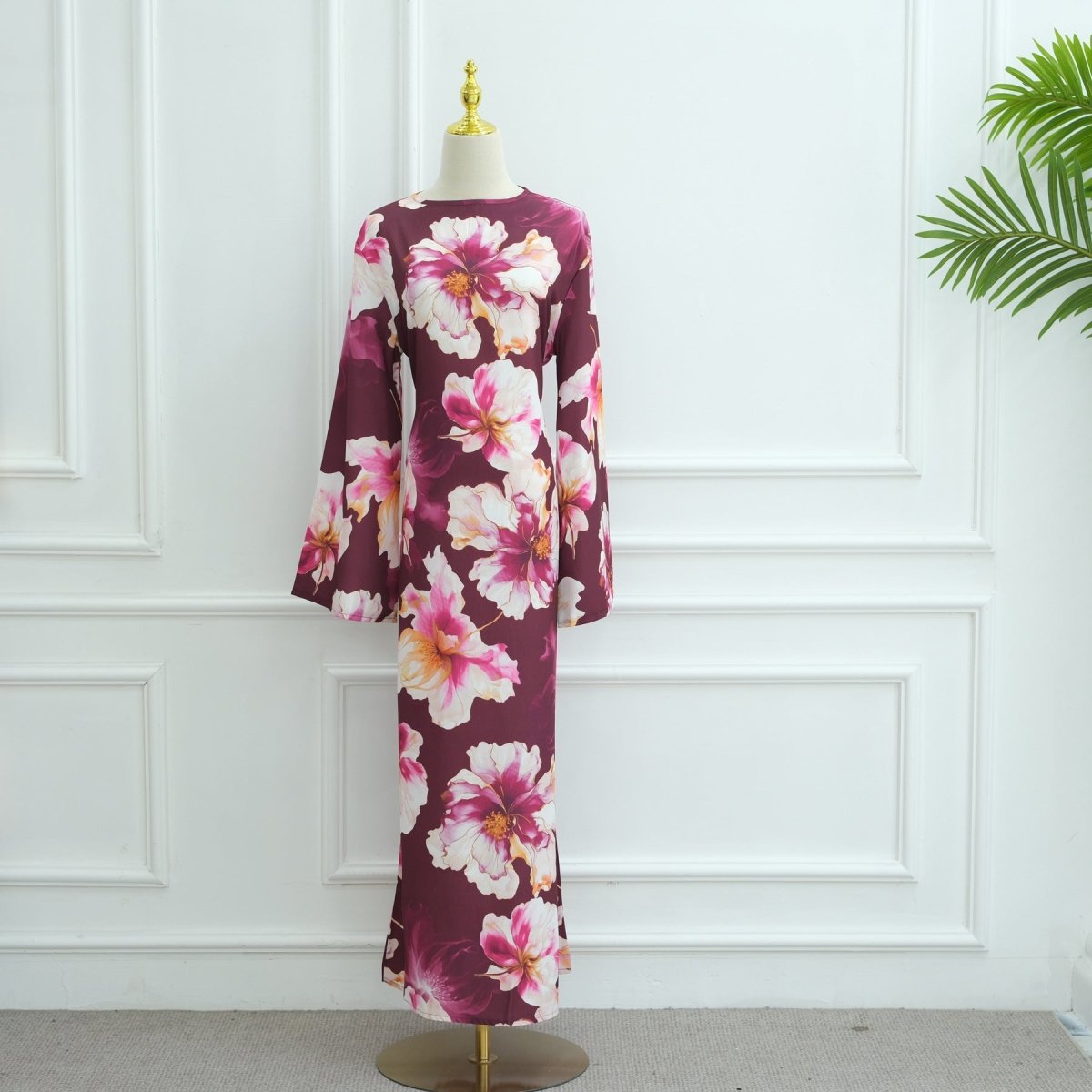 Floral Print Abaya with Bell Sleeves(MA332) by Mariam's Collection